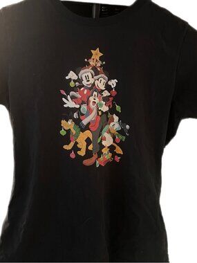 Disney Black Tee with Festive Character Design